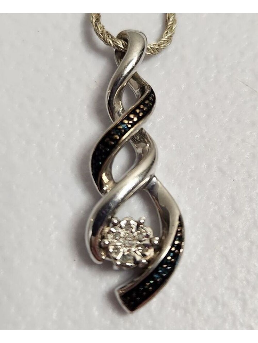 Blue Diamond Infinity Pendant Necklace Natural Stones Sterling Silver